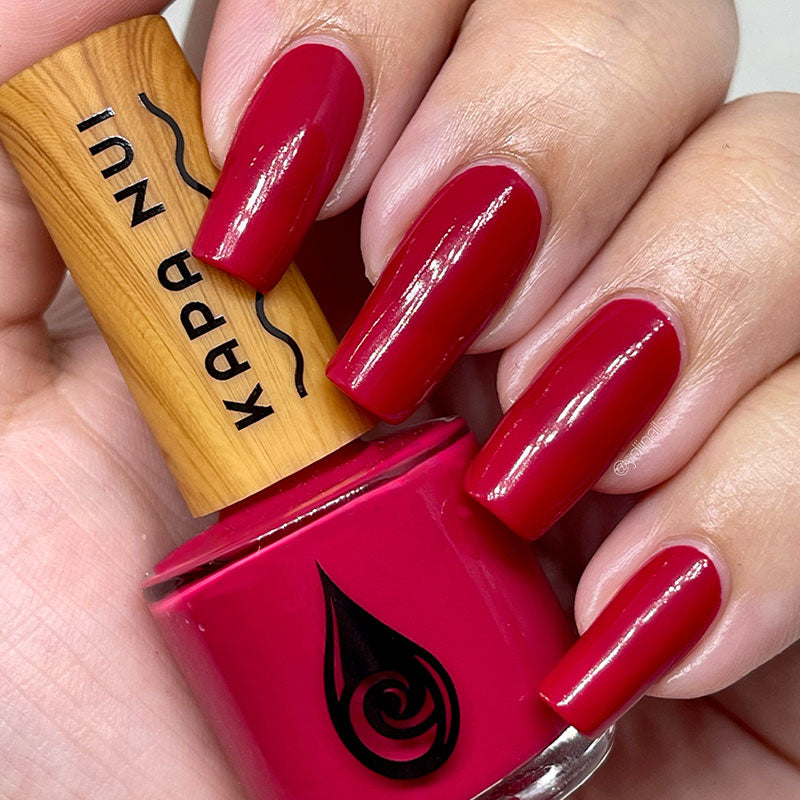 non toxic nail polish swatch in color lehua blossom