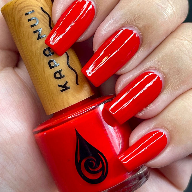 non toxic nail polish swatch in color mandarin