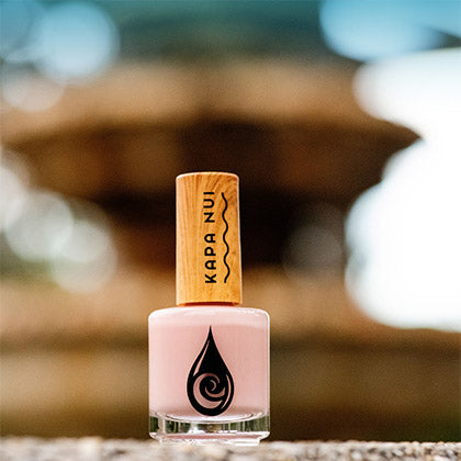 toxin free nail polish color pua melia bottle next to shrine