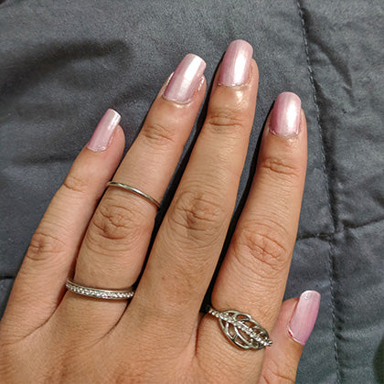 seashells heart non toxic nail polished hands with rings