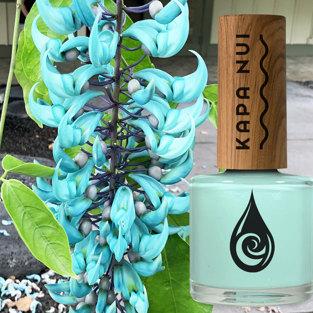 water based nail polish blue jade with blue jade vine flowers