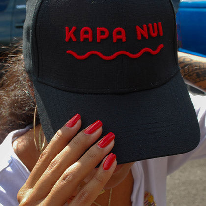 Hemp Hat Cap black modeled by hawaiian girl