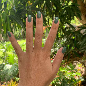 hand wearing naupaka non toxic nail polish