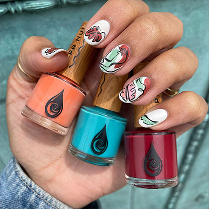 nail art with multiple colors of kapa nui nail polish