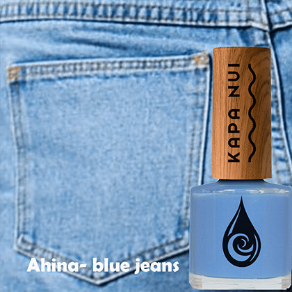 ahina non toxic nail polish next to jeans