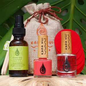 starter set with natural non toxic nail polish in kona sunset color