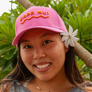 Hemp Hat Cap Pink modeled by hawaiian girl